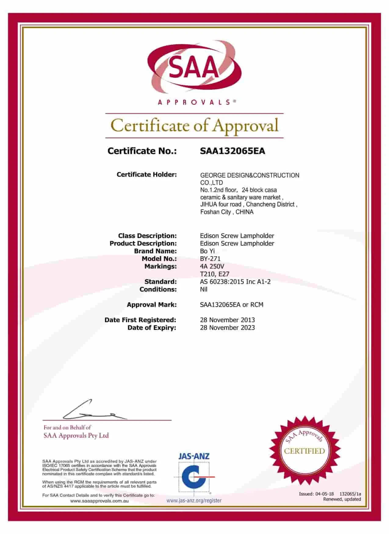 Certificación SAA