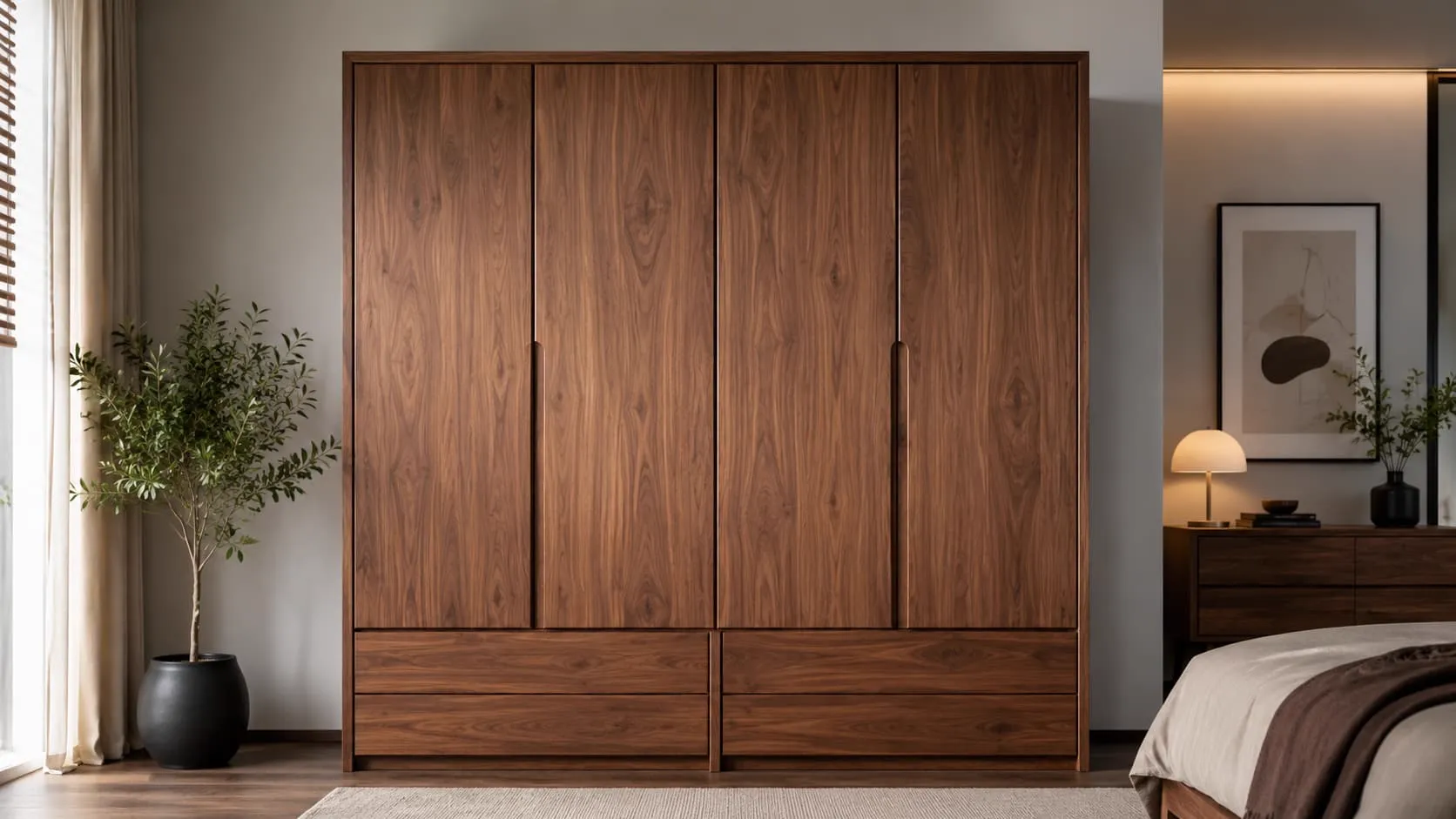 Armario de madera maciza con acabado natural